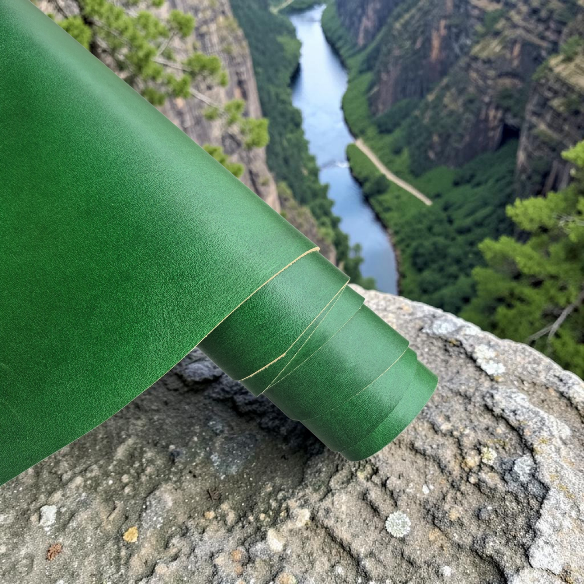 Full Vegetal Deri Çimen Yeşil 1mm ile 2mm Arası Kalınlıklar