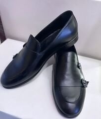 Hakiki Deri Erkek Ayakkabı Aksesuarlı Siyah