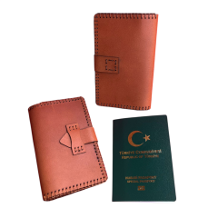 Hakiki Deri Pasaport Kılıfı El İşçiliği