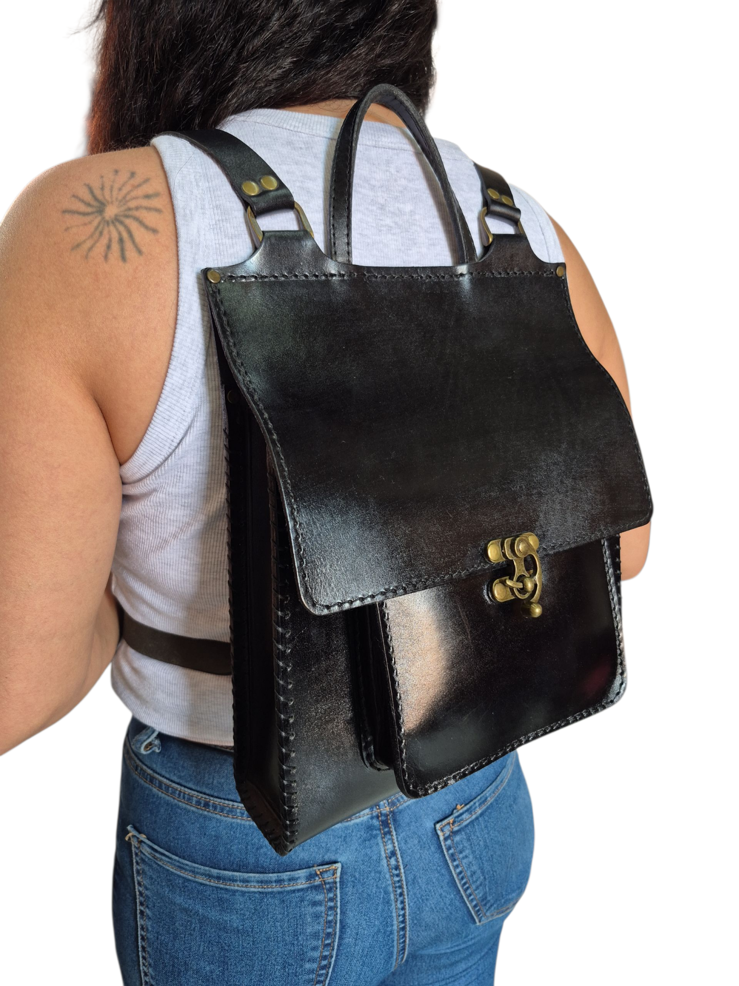 Kadın Hakiki Deri El ve Sırt Çantası El İşçiliği Hanmade 26cm x 32cm