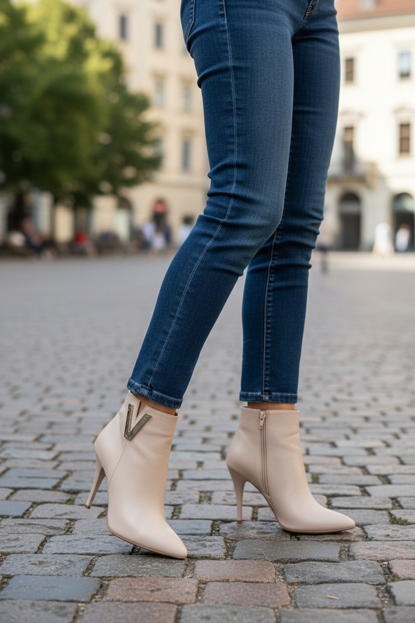 Kadın Hakiki Deri Fantazi Bot Bej