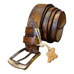 Hakiki Deri Kemer 4cm El İşçiliği Handmade