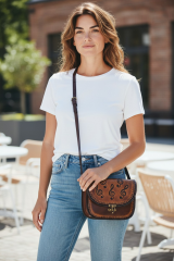 Kadın Hakiki Deri Omuz Çantası El İşçiliği Hanmade 22cm x 26cm