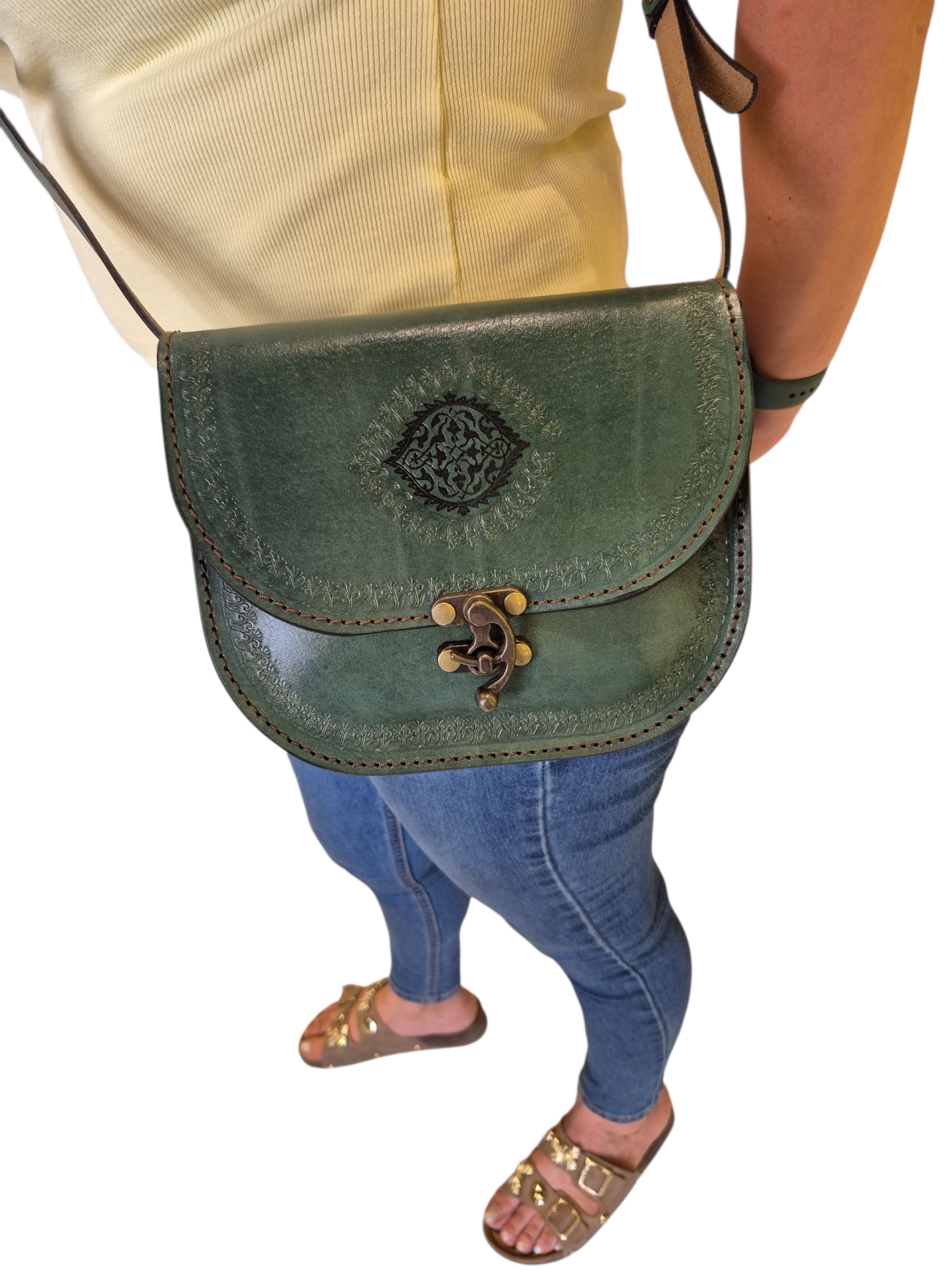 Kadın Hakiki Deri Omuz Çantası El İşçiliği Hanmade 18cm x 22cm
