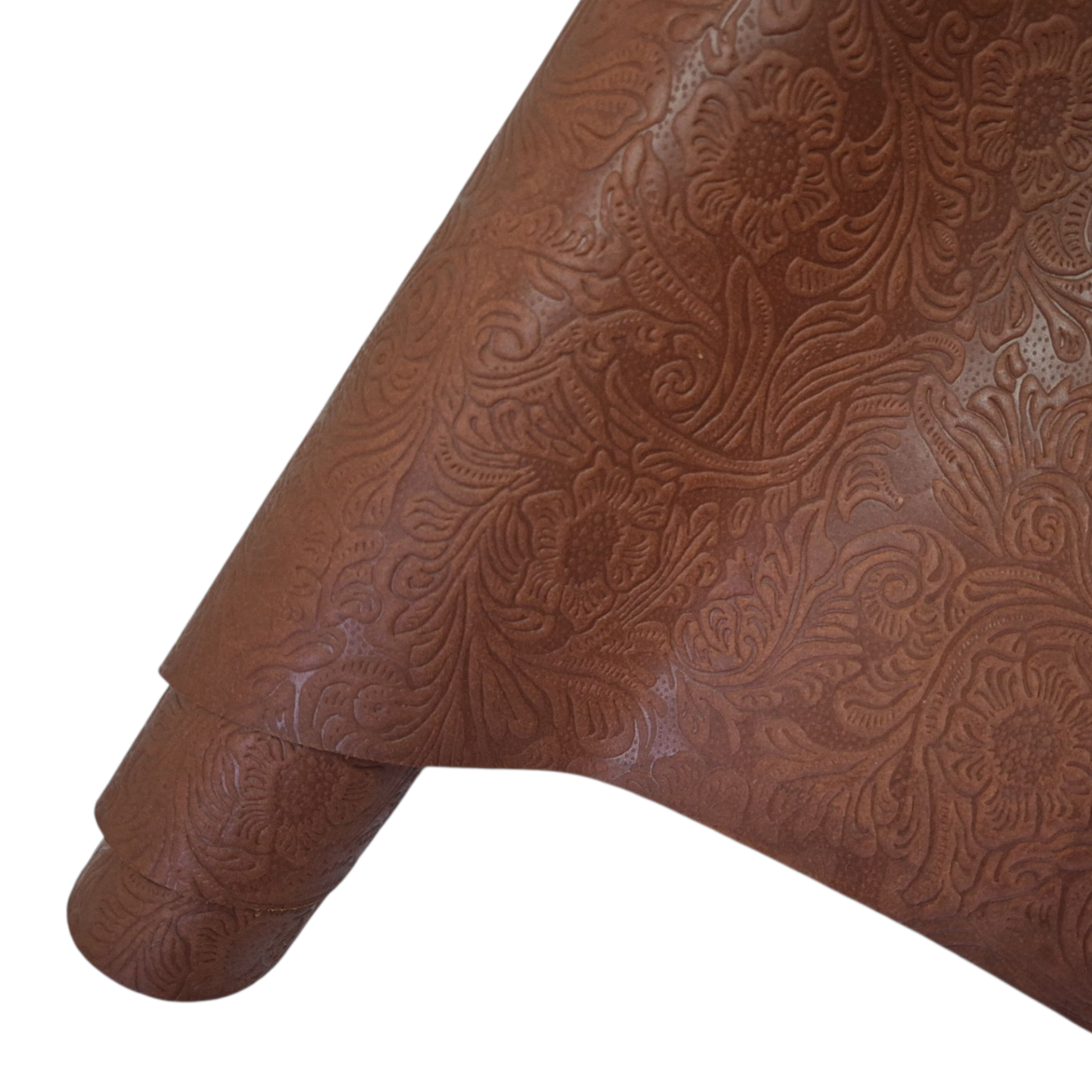 Vegetal Deri Kahve Çiçek Baskı