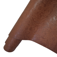Vegetal Deri Kahve Çiçek Baskı