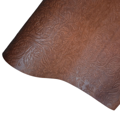 Vegetal Deri Kahve Çiçek Baskı