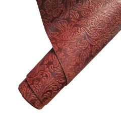 Vegetal Deri Kahve Çiçek Baskı