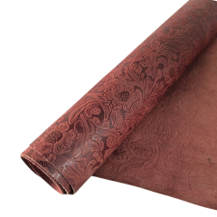 Vegetal Deri Kahve Çiçek Baskı