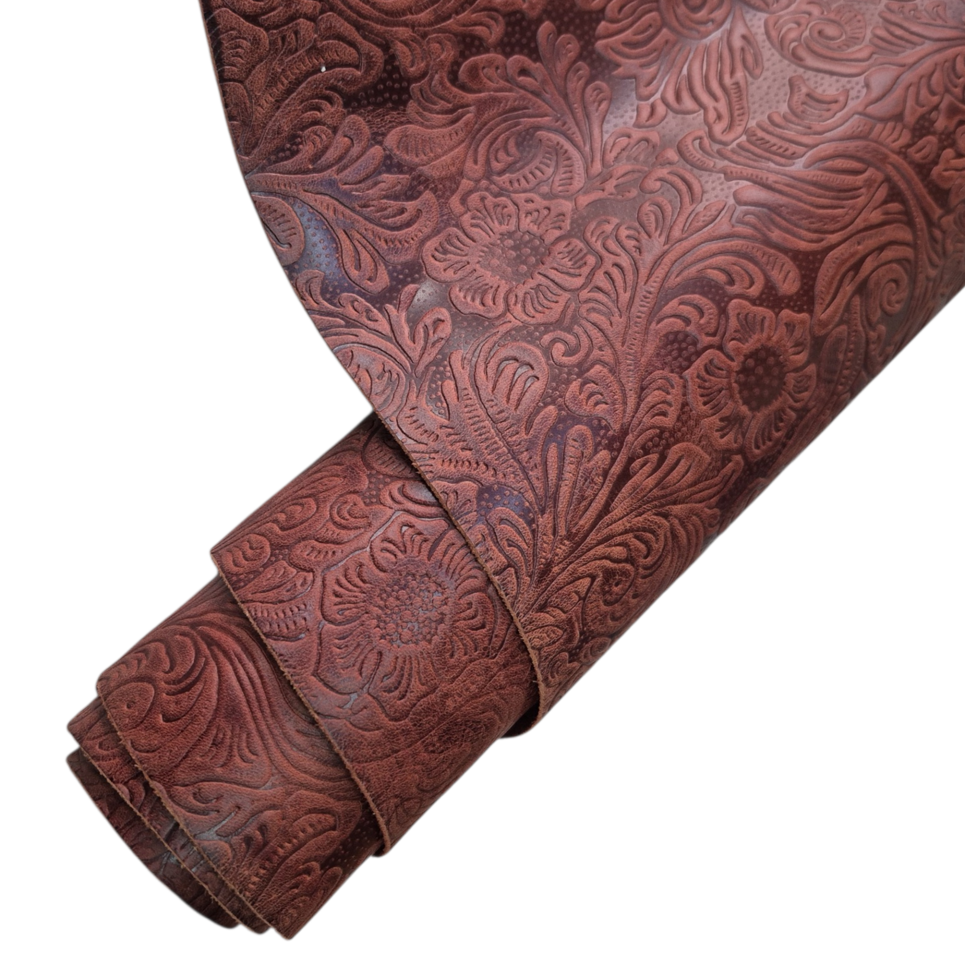 Vegetal Deri Kahve Çiçek Baskı