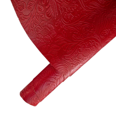 Vegetal Deri Kırmızı Çiçek Baskı