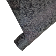 Vegetal Deri Gri Çiçek Baskı