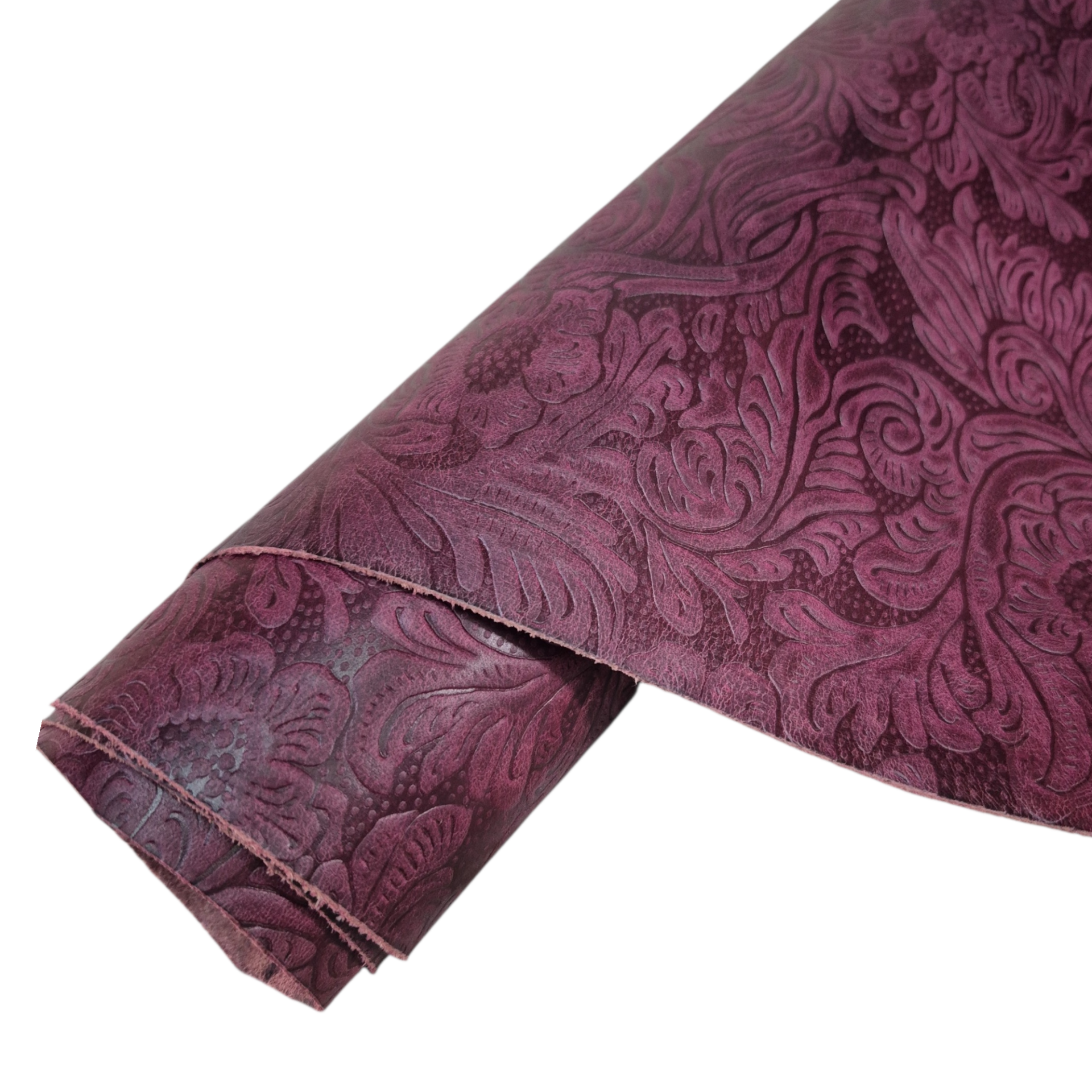 Vegetal Deri Mor Çiçek Baskı