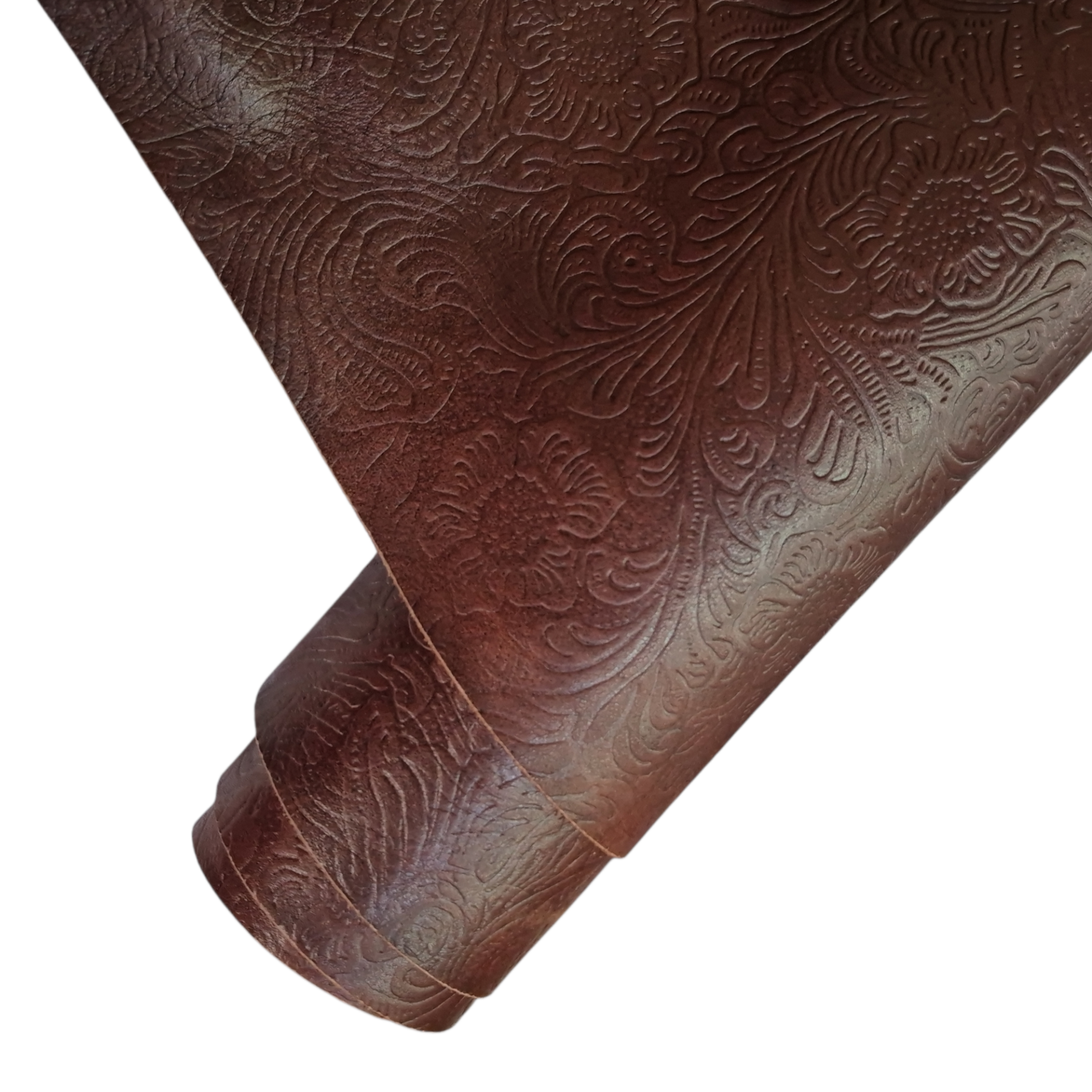 Vegetal Deri Bordo Çiçek Baskı