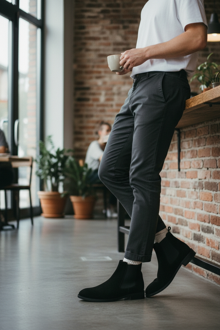 Erkek Hakiki Deri Süet Bot Yandan Chelsea