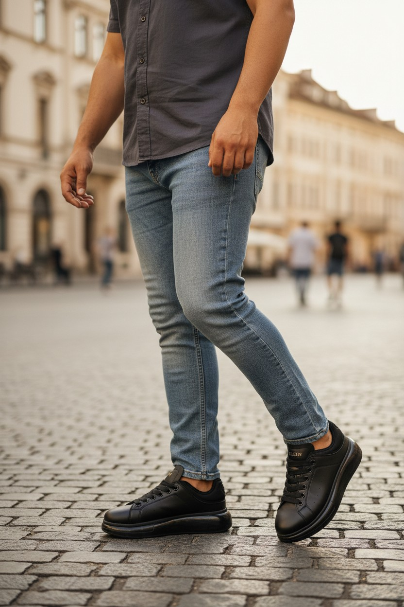 Erkek Vegan Deri Sneaker Spor Ayakkabı