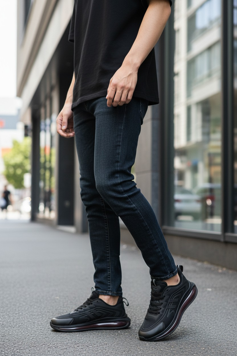 Erkek Vegan Deri Tekstil Sneaker Spor Ayakkabı