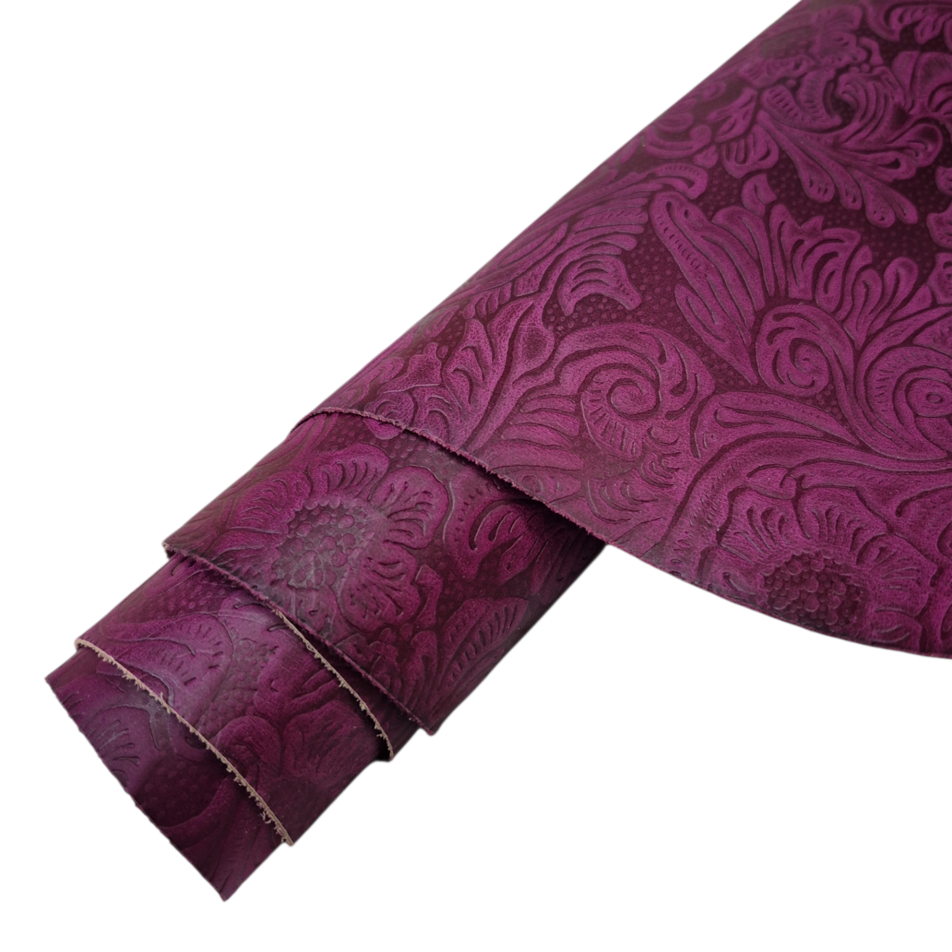 Vegetal Deri Çiçek Baskı Lila