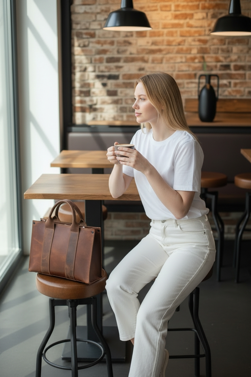 Kadın Hakiki Crazy Deri El Omuz Çantası El İşçiliği
