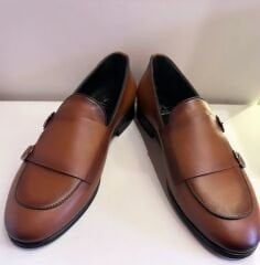 Hakiki Deri Erkek Ayakkabı Aksesuarlı Taba