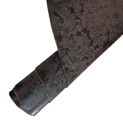 Vegetal Deri Çiçek Baskı Kestana