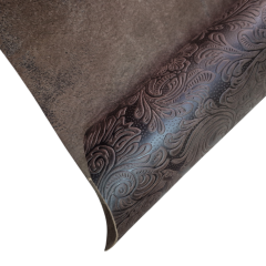 Vegetal Deri Çiçek Baskı Kestana