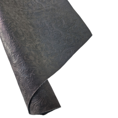 Vegetal Deri Siyah Çiçek Baskı