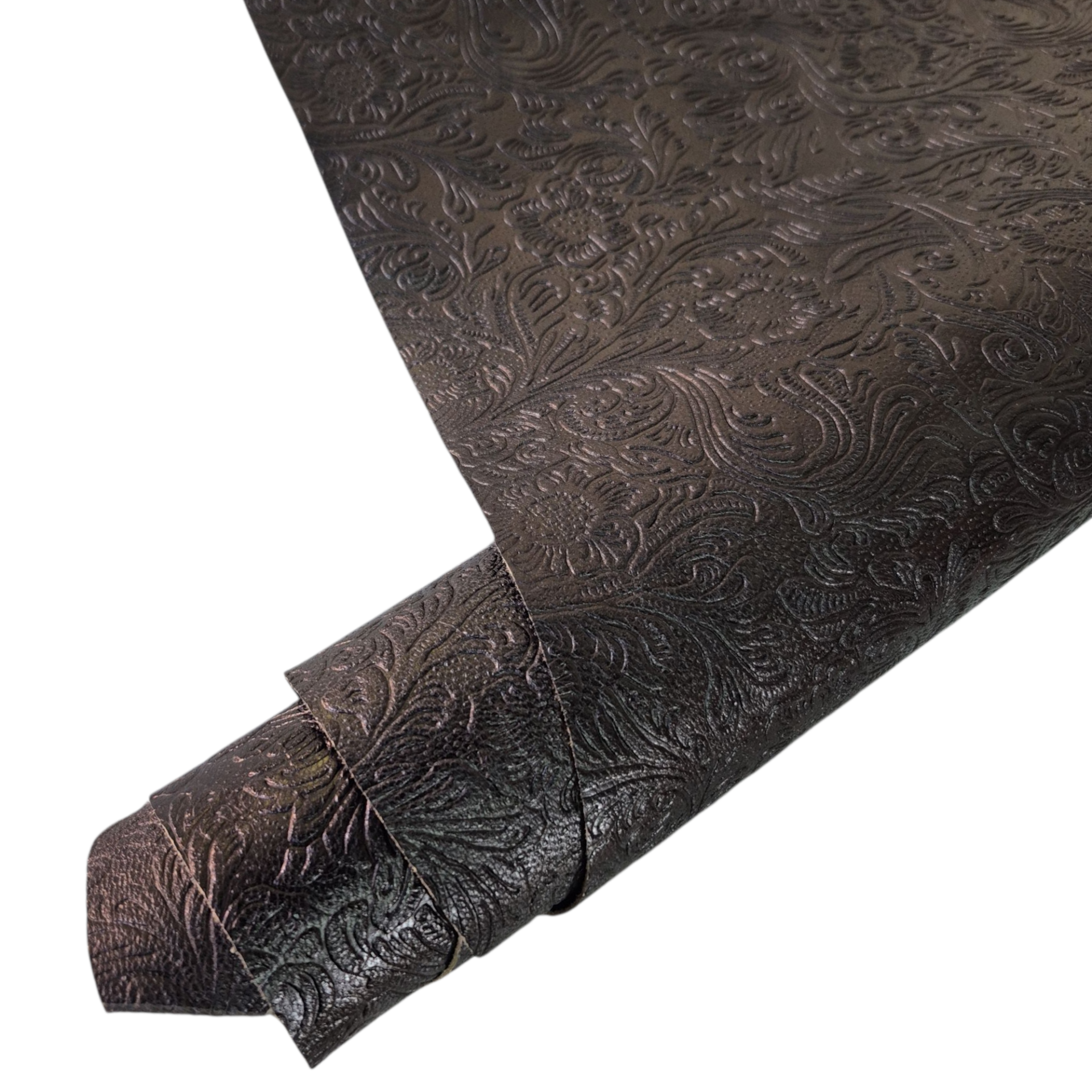 Vegetal Deri Siyah Çiçek Baskı