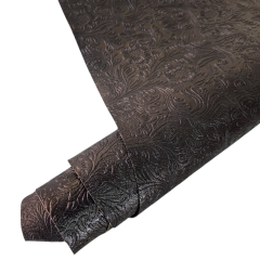 Vegetal Deri Siyah Çiçek Baskı