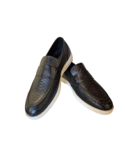 Erkek Hakiki Deri Ayakkabı Timsah Baskı